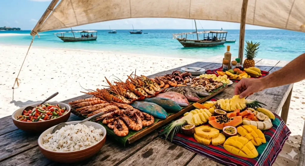 Zanzibar Safari Blue Fresh Seafood Lunch Image.