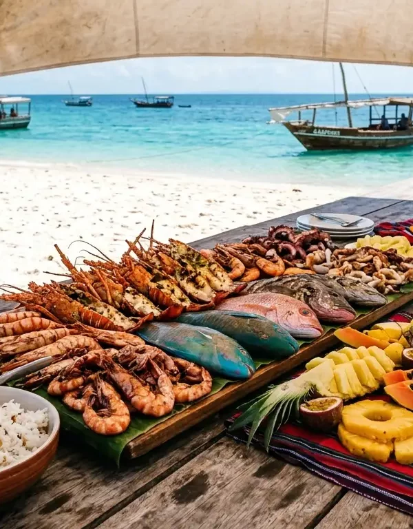 Zanzibar Safari Blue Fresh Seafood Lunch Image.